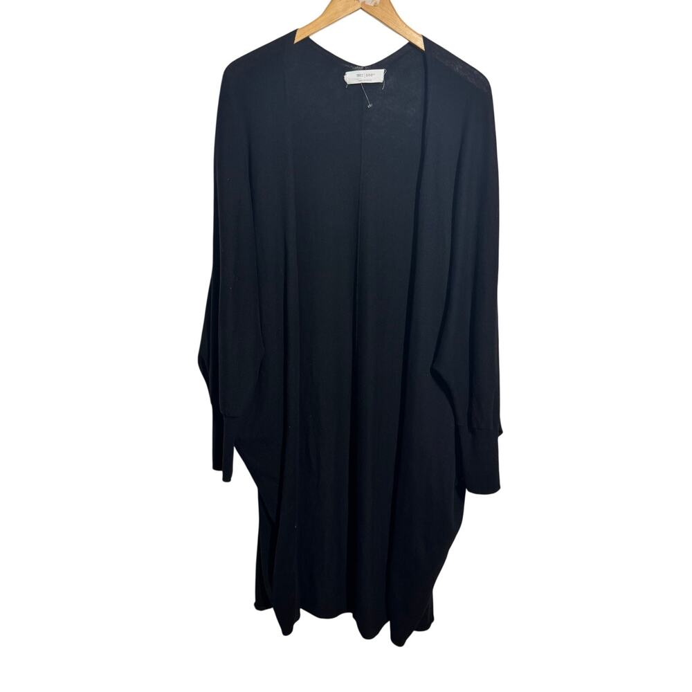 Mersea Dolman Sleeve Long Line Cardigan Sweater Women Black Minimal Cozy Modest